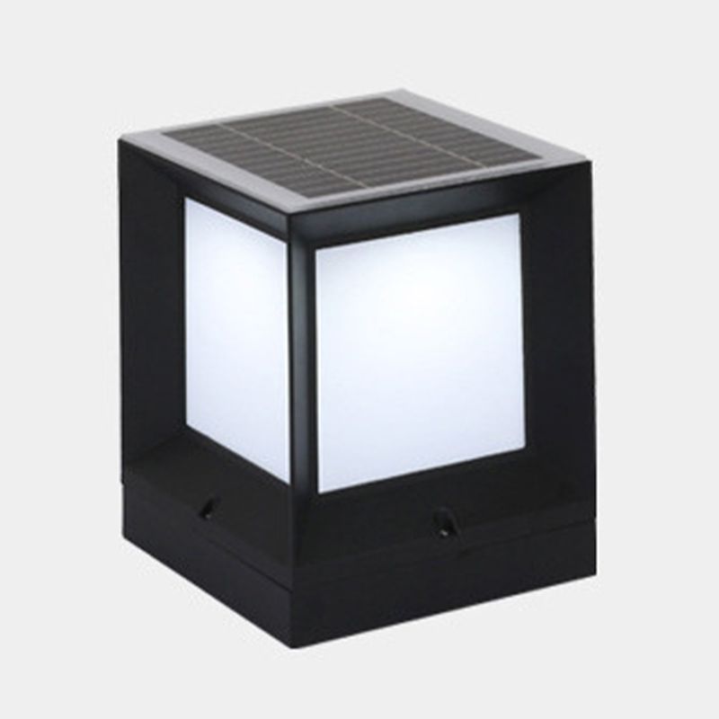 Nordic Style Aluminum Outdoor Light Rectangle Shape Solar Energy Pillar Lamp for Outdoor