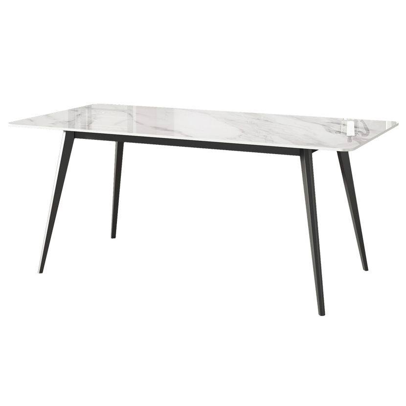 Esstisch mit gesinterter Steinplatte, rechteckiger Tisch mit Metallsockel und 4 Beinen