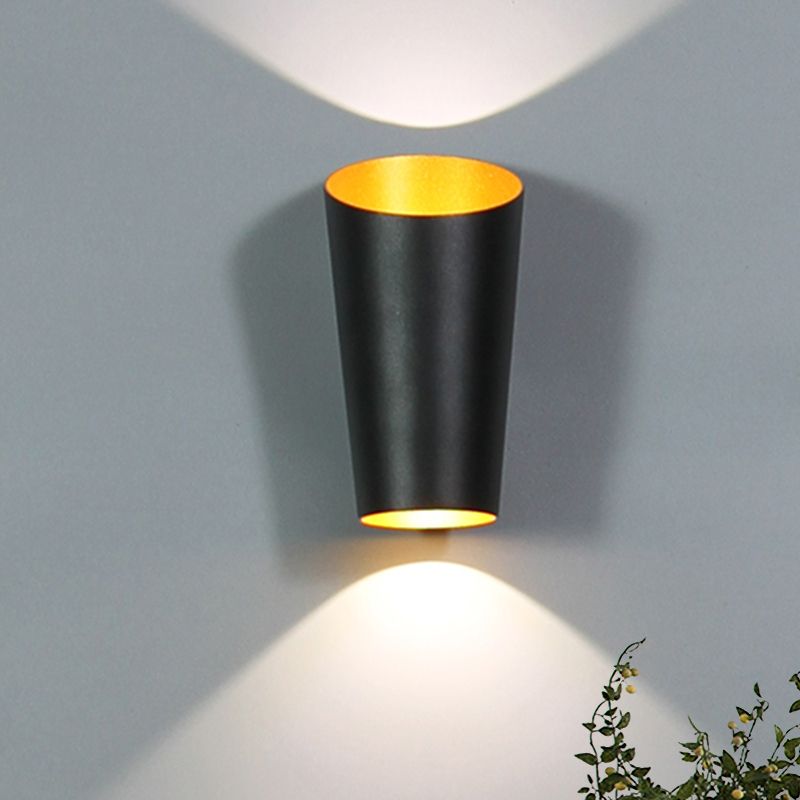 LED Bedside Sconce Light Fixture Modernism Black/White Finish Wall Lamp with Cylinder Aluminum Shade