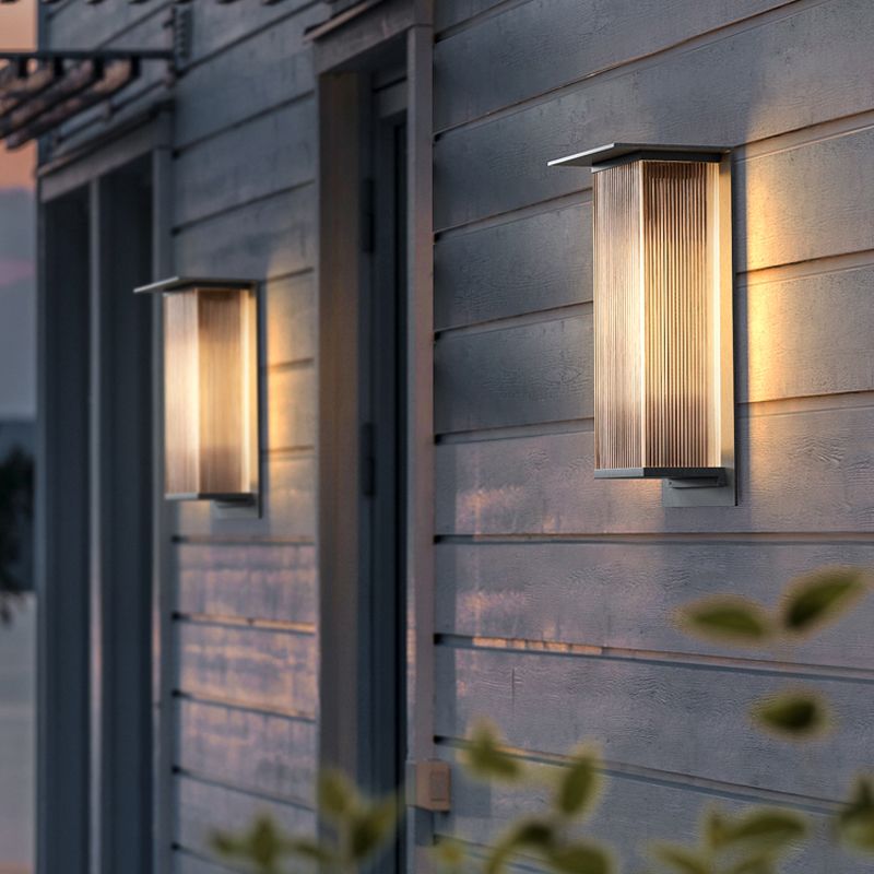 Metal and Acrylic LED Wall Light Modern Rectangle Wall Mount Fixture in Black & Clear