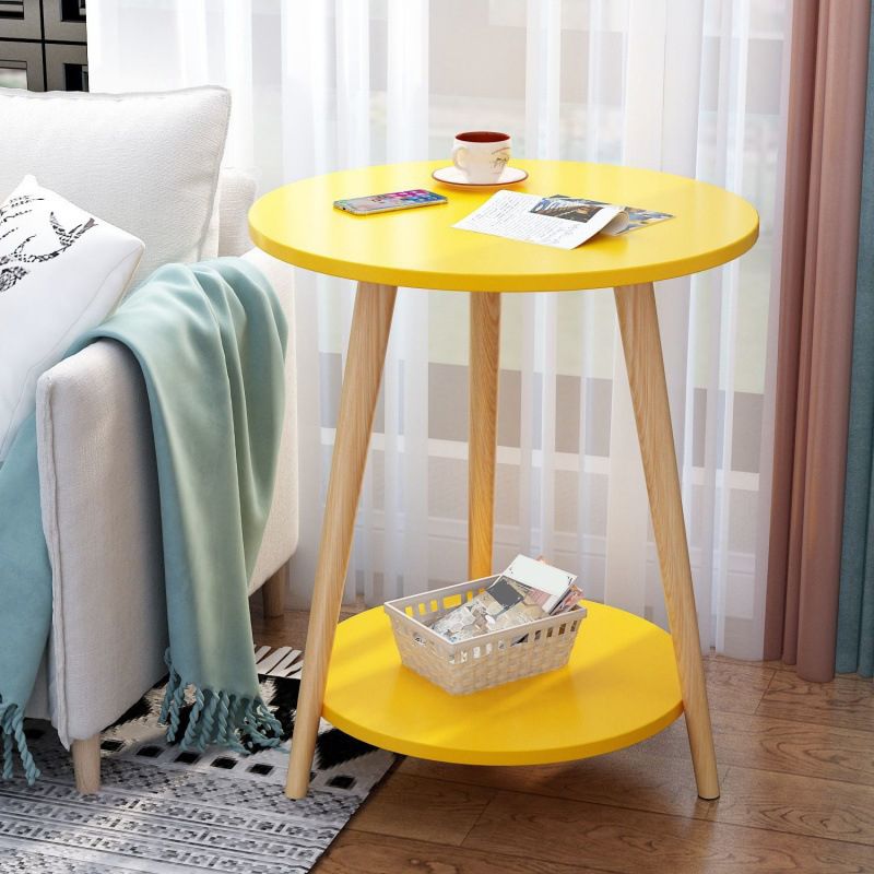 18.5/20.4/21.6" Tall Modern 3 Legs Side Table Wooden Round Top End Table with Shelf