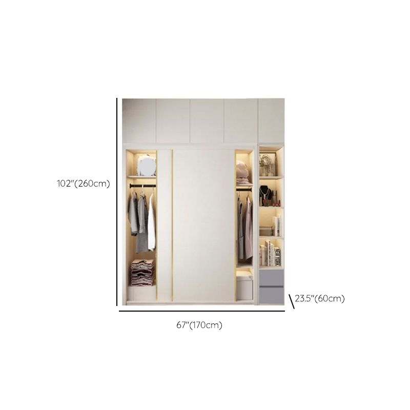 Engineered Wood Wardrobe Cabinet Modern Style Wardrobe Closet with Mirror