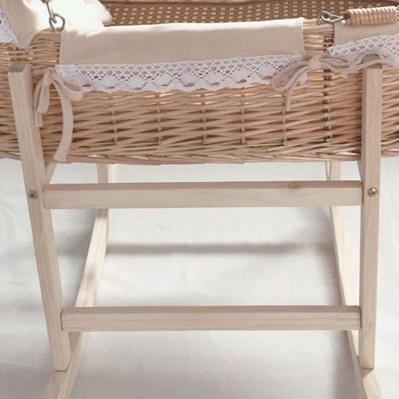 Newborn Wicker Co-Sleeper & Bedside Bassinets with 4 Wheels Rectangle Side Crib