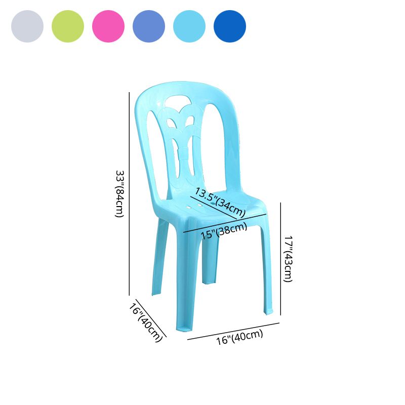 Sillas laterales de comedor de plástico contemporáneo, silla apilable sin brazos con respaldo de listón para el hogar