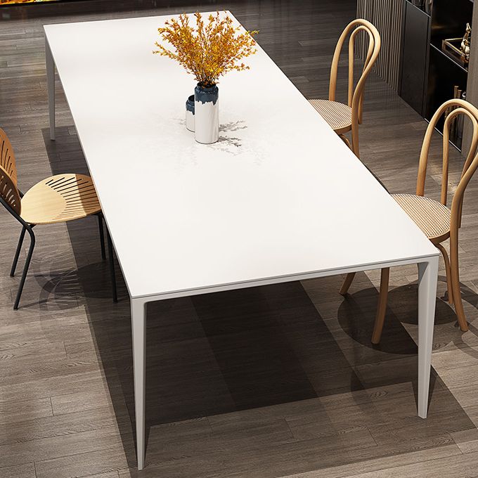 Contemporary Dining Table Sintered Stone Dining Table with 4 Metal Legs for Dining Room