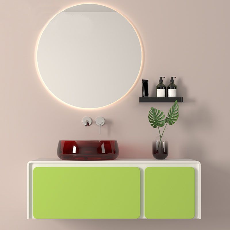 Modern Vessel Bathroom Sink Round with Pop-Up Drain Vessel Sink(Not Included Faucet)