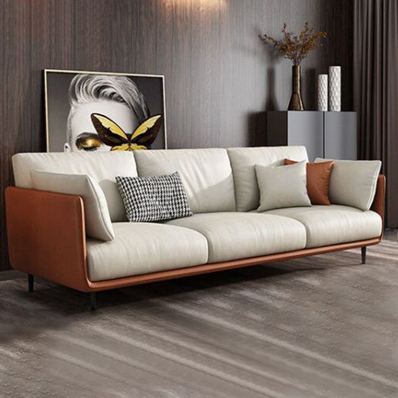 Mid-Century Modern Faux Leather Sofa 34.6"H Scratch-Resistant Couch