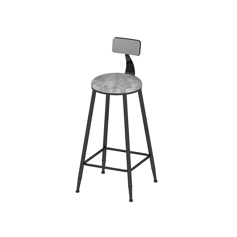 Low Back Dining Stools Round Upholstered Bar Stools with Footrest