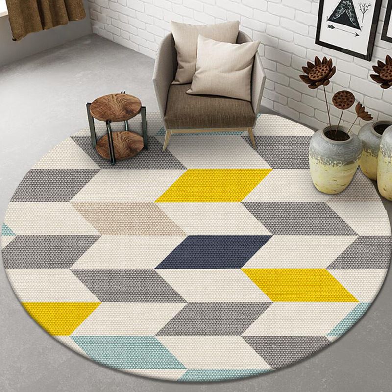 Pink Line Rug Polyester Simple Indoor Rug Stain Resistant Rug for Living Room