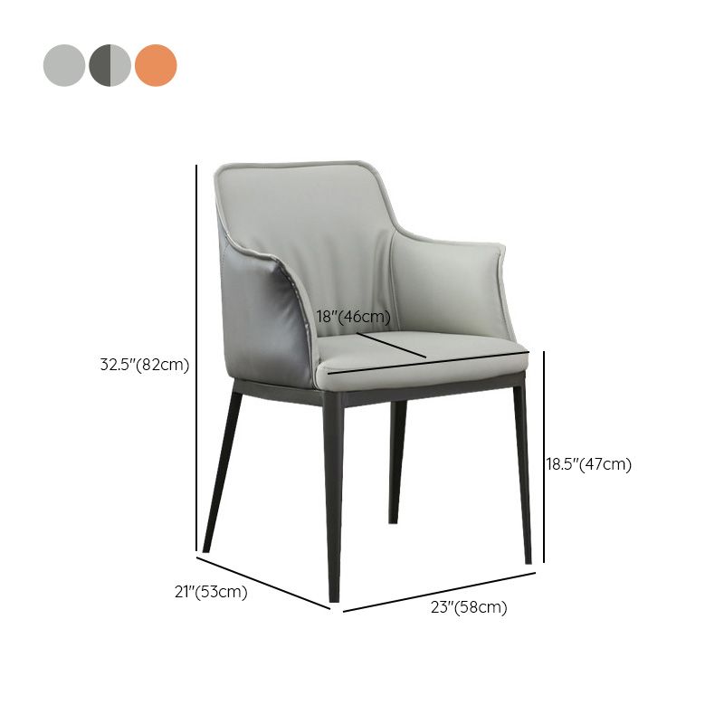 Upholstered Dining Chairs Faux Leather Arm Chairs with Metal Base