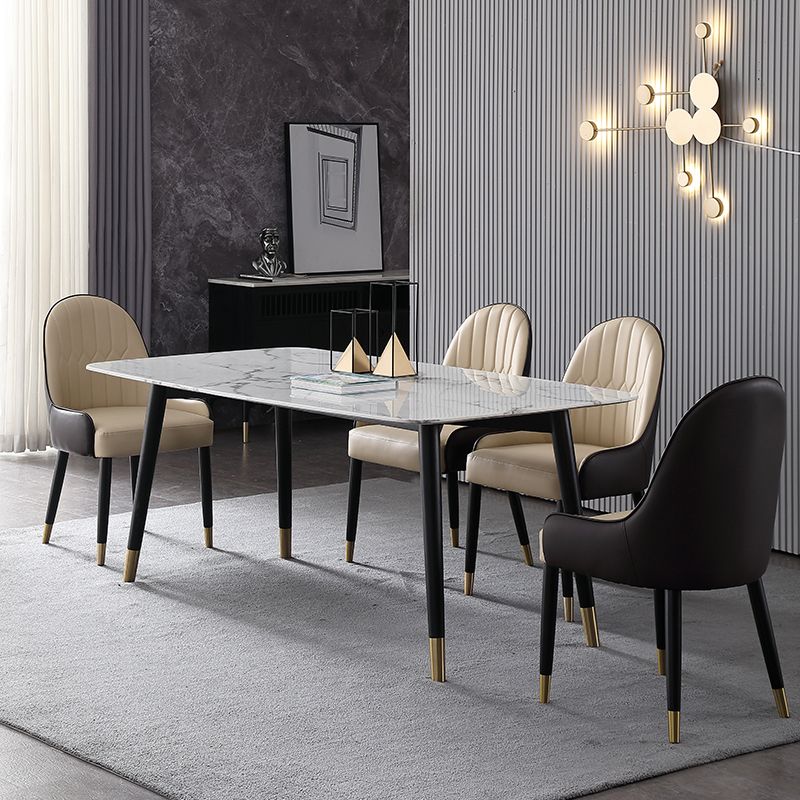 Modern Rectangle Sintered Stone Table Set 1/2/4/5/7 Pieces Dining Set