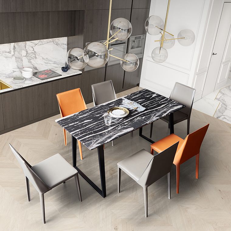 Silla auxiliar de comedor contemporánea Silla de respaldo sólido sin brazos Brasserie de cuero