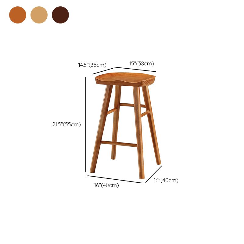 Modern Armless Backless Counter Stool Pine Wood Cafe Bar Stool with Pedal