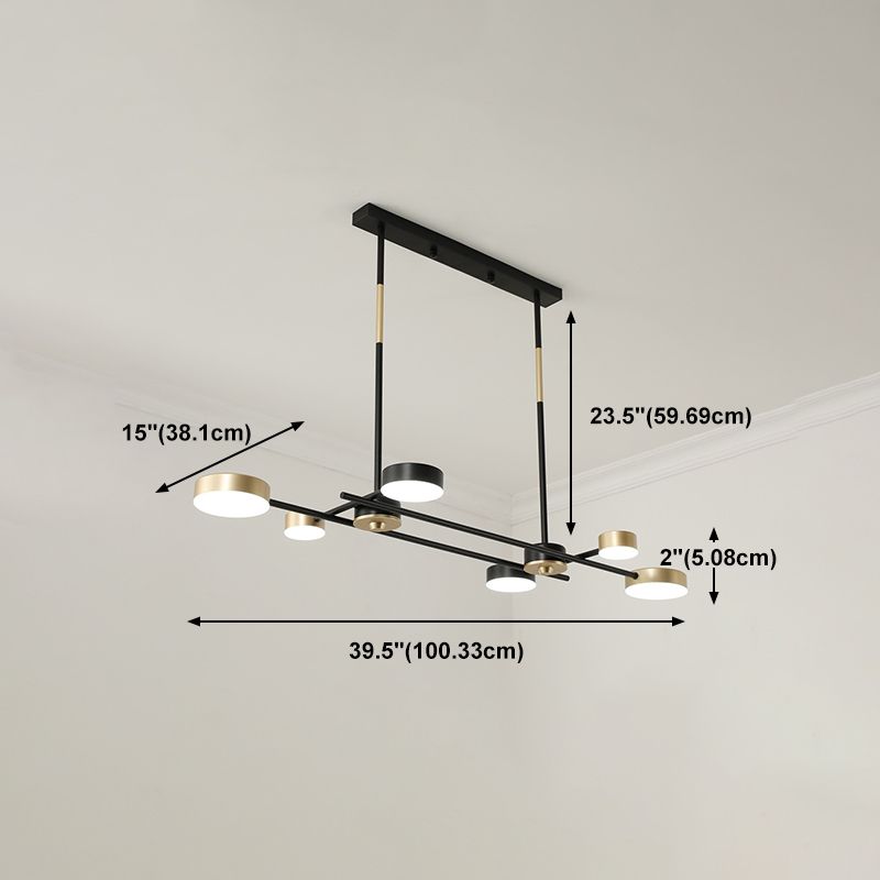 Postmodern LED Island Lamp Round Shape Metal Suspension Light for Dining Room