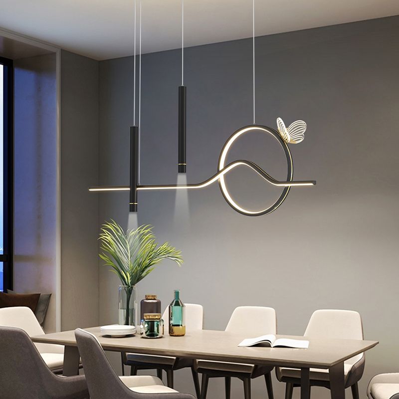 4-Light Geometric Island Lighting Fixtures Contemporary Metal Island Lighting Ideas