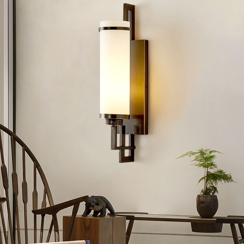 Cylinder Wall Lighting Modern Glass 1 Light Wall Sconces for Living Room