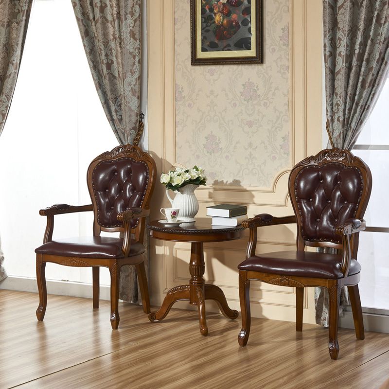 Silla lateral de balcón tapizada victoriana King Louis Back Silla de comedor con acabado mate (juego de 2)