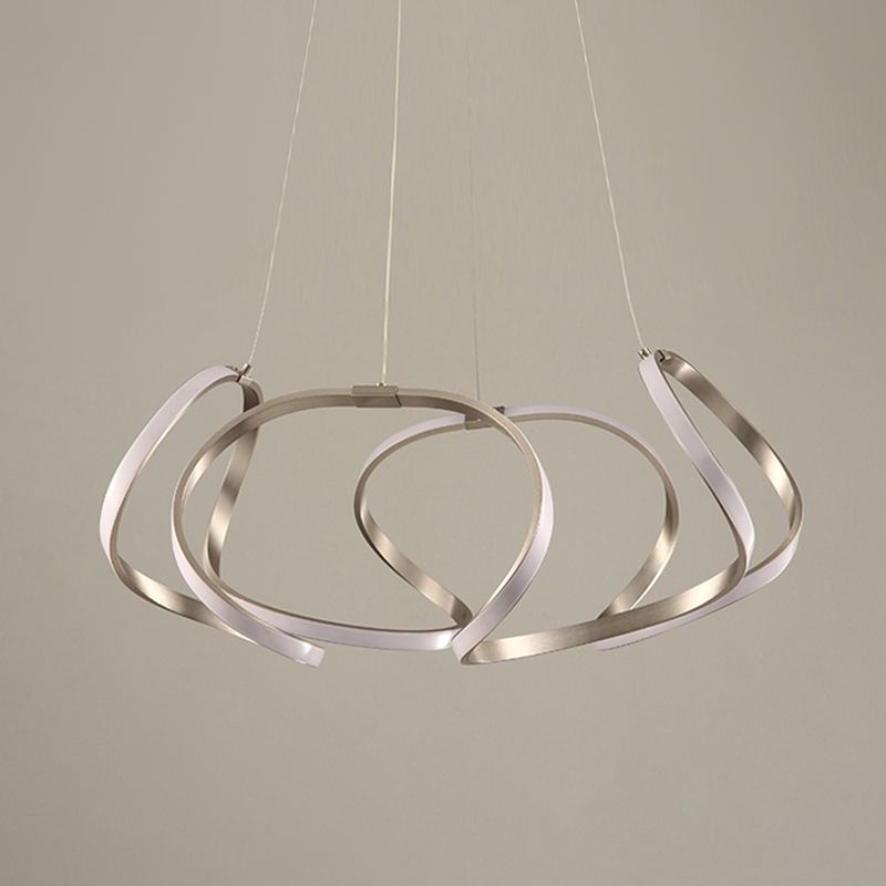 Twisted Shade Chandelier Light Modern Metal 1 Light Chandelier Lighting Fixture in Chrome