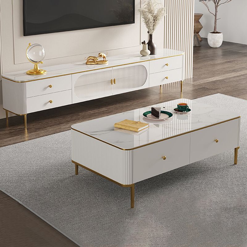 Enclosed Storage Stand Console Glam TV Media Console with Drawers