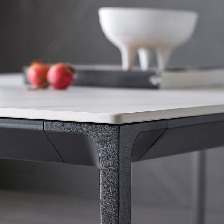 Stone Top Dining Table Contemporary Dining Table with 4 Black Legs