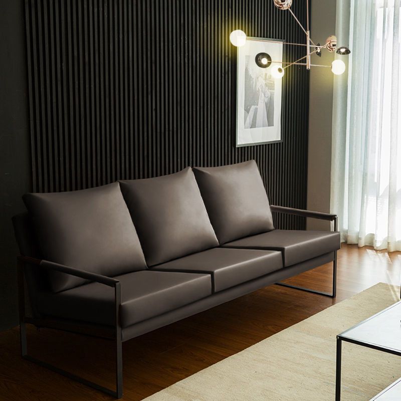 Mid Century Modern 32.2"H Faux Leather Square Arm Sofa for Living Room