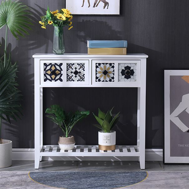 Mid-Century Modern Accent Table with Drawers for Hall Console