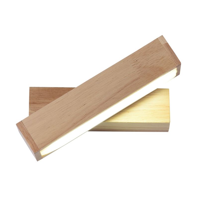 Modern Minimalist Style Rectangular Wall Mounted Light Fixture Wood Sconces for Bedroom