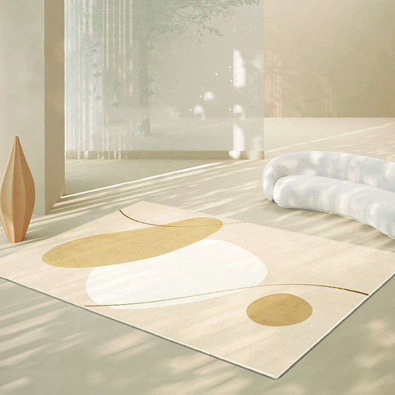 Light Brown Color Block Carpet Polyester Modern Carpet Washable Carpet for Home Decor