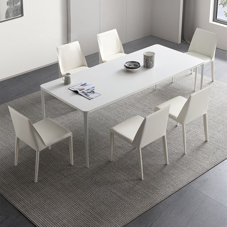 1/4/5/6/7 Pieces Rectangle Dining Set Sintered Stone Top Dinette Table Set in White