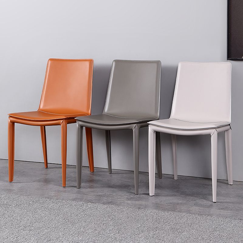 Silla lateral de cuero moderna para restaurante, respaldo sólido, silla sin brazos