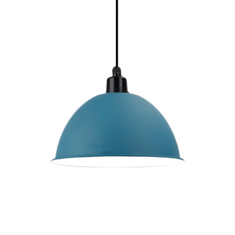Metal Black/Gray Suspension Lamp Dome Shade 1 Bulb Industrial Style Pendant Light for Dining Room, 12"/14" W