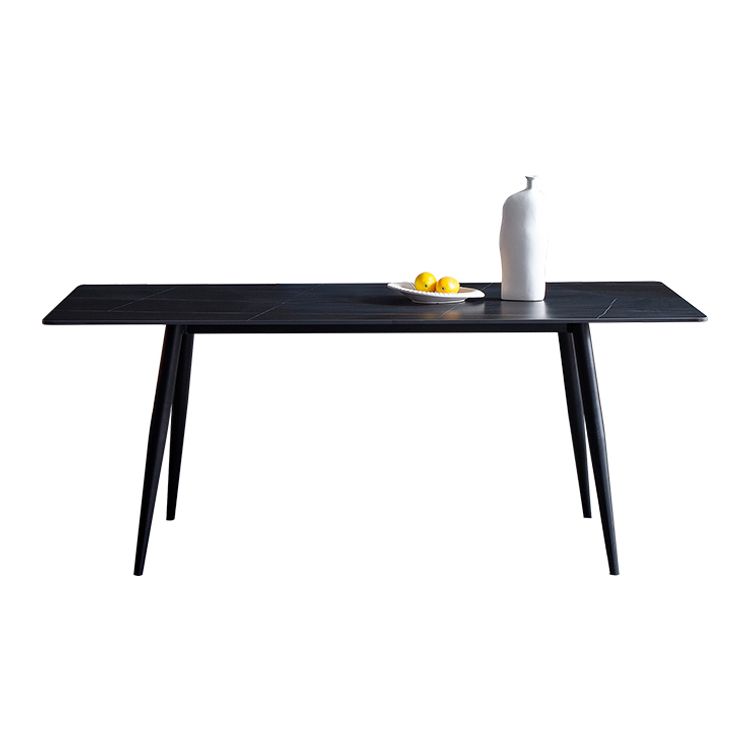 Mesa de comedor de estilo industrial rectangular de 4 patas, mesa fija de piedra sinterizada para cocina