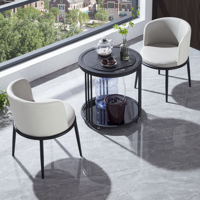 Black Stone Modern Dining Table Set 1/3 Pcs Patio Set for Small Places