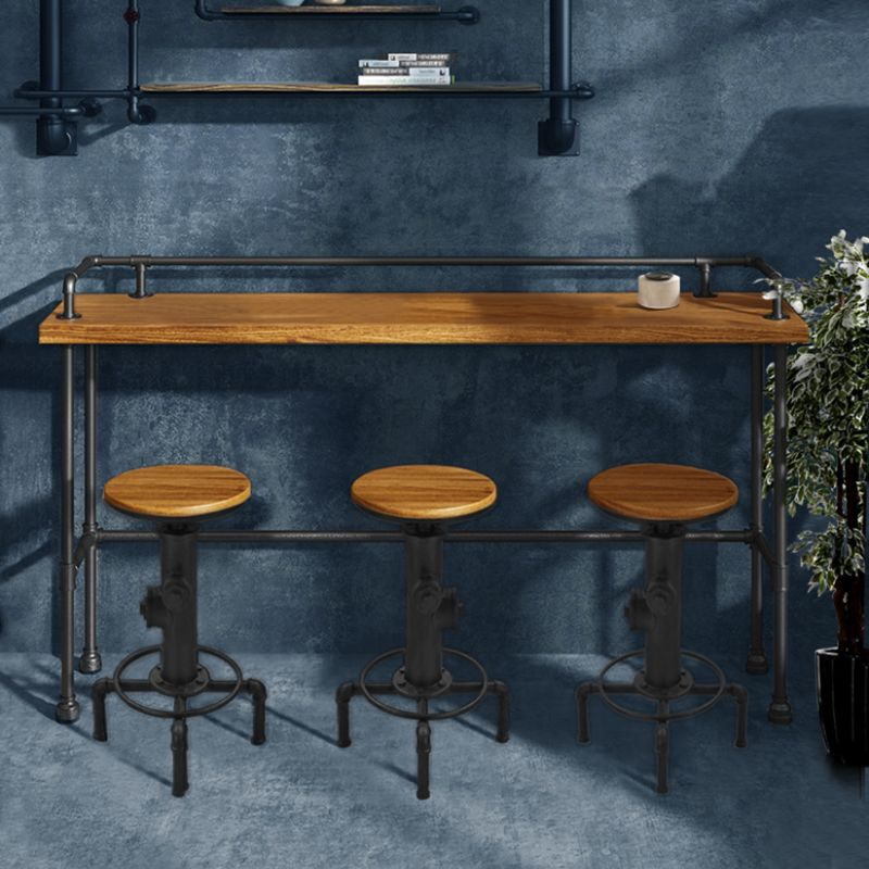 Industrial Style Solid Wood Pub Dining Set 1/2/4 Pcs Rectangular Pub Set for Home