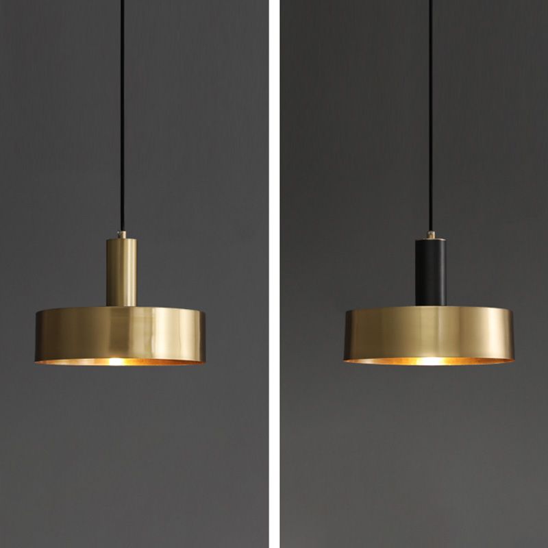 Simple Style Drum-Shaped Pendant Light Fixture Metal Bedroom Hanging Light Fixture
