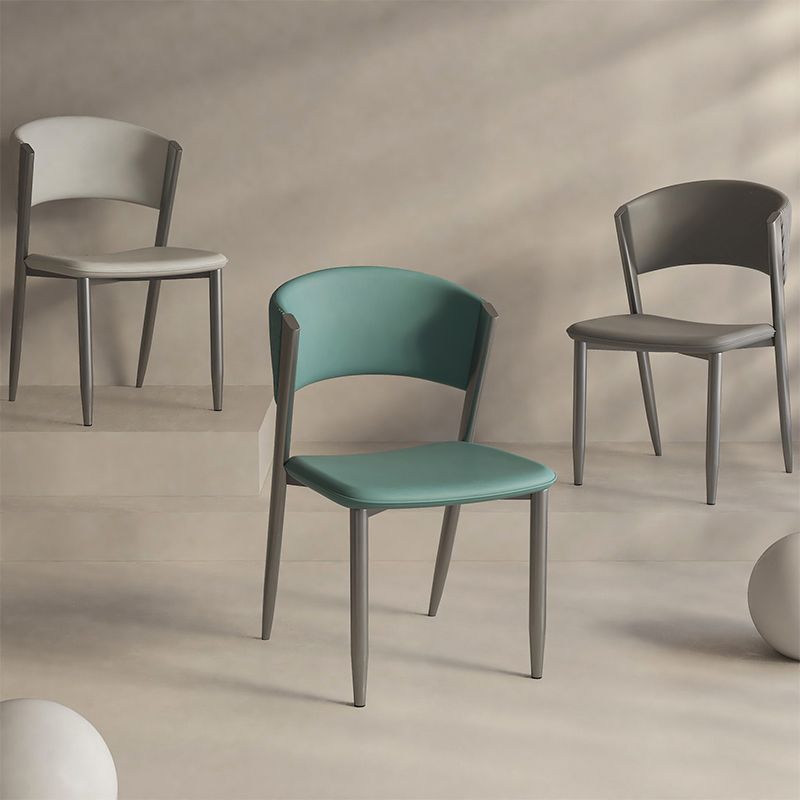 Faux Leather  Dining Chairs Designer style Open Back Armless Chair