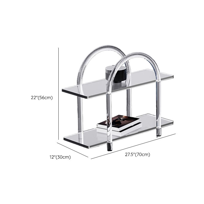 Contemporary Clear Acrylic Sofa Side Accent Table 4 Legs End Table with Storage Shelves