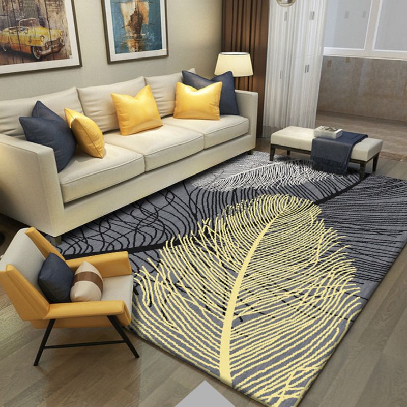 Light Brown Feather Rug Polyester Minimalist Rug Non-Slip Backing Rug for Drawing Room