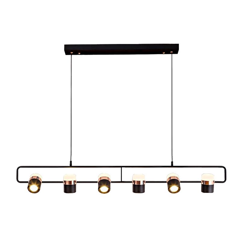 Modern Cylinder Shade Kitchen Island Lighting Black Metallic Light for Dining Room