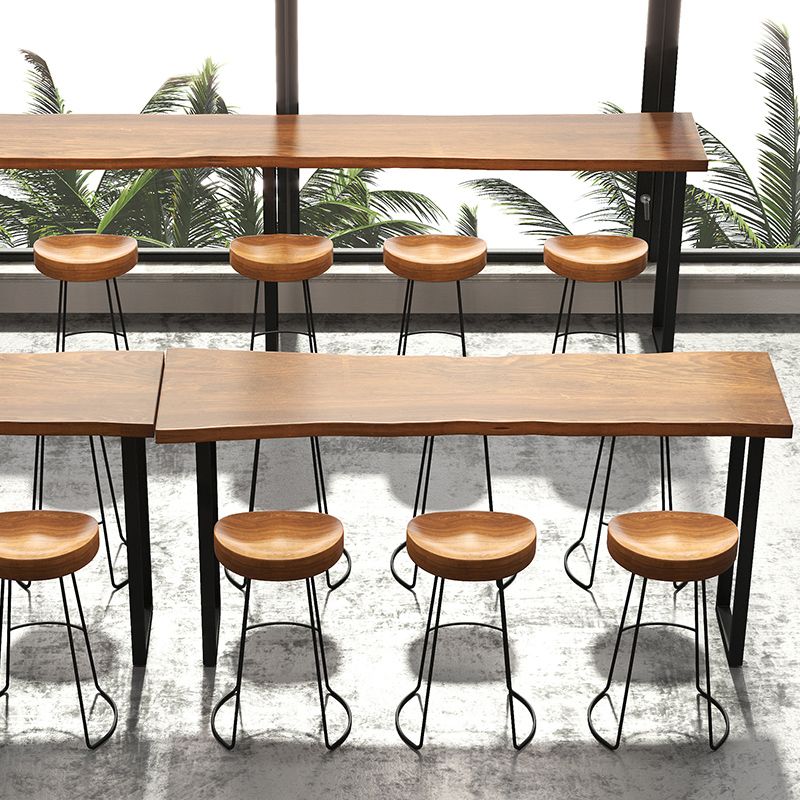Bar Table in Metal and Wood Industrial Bar Height Table for Dining Room