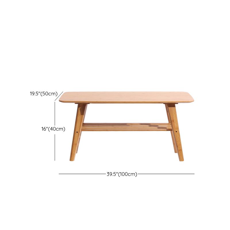 4 Legs Coffee Table Modern Wood Oval Cocktail Table with Shelf