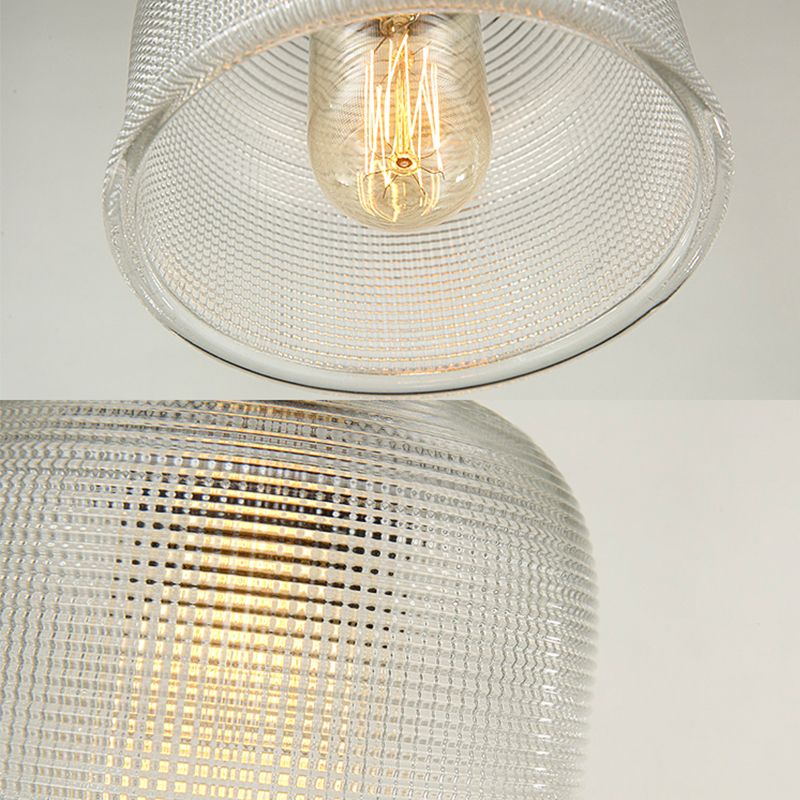 Single Light Dome Pendant Lighting Fixture Industrial Brass Prismatic Glass Hanging Ceiling Light in Red/Bronze/Blue