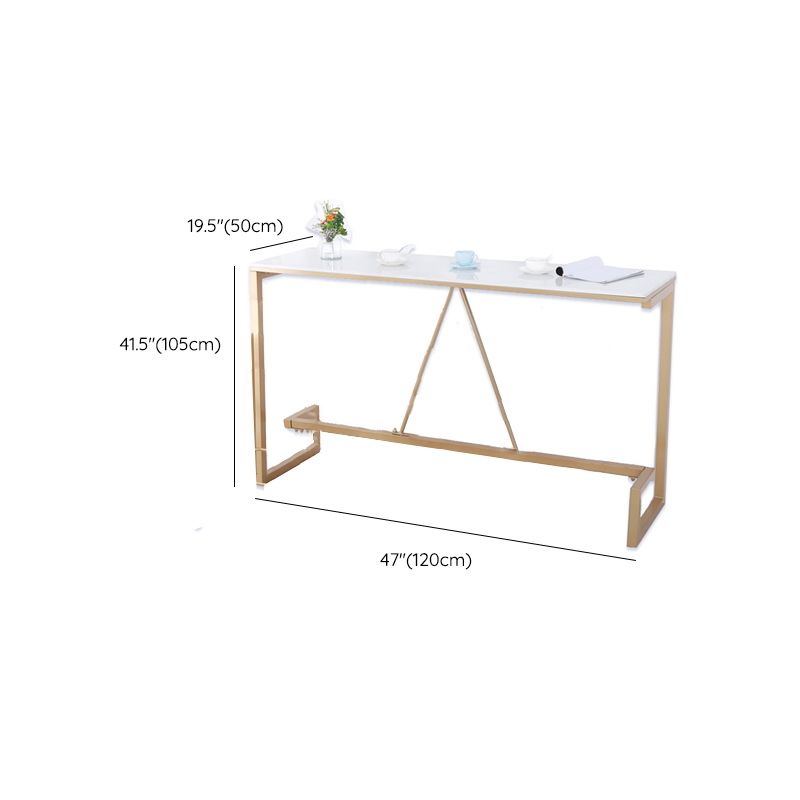 Glam Bar Height Table Faux Marble Top Bistro Bar Table with Gold Base