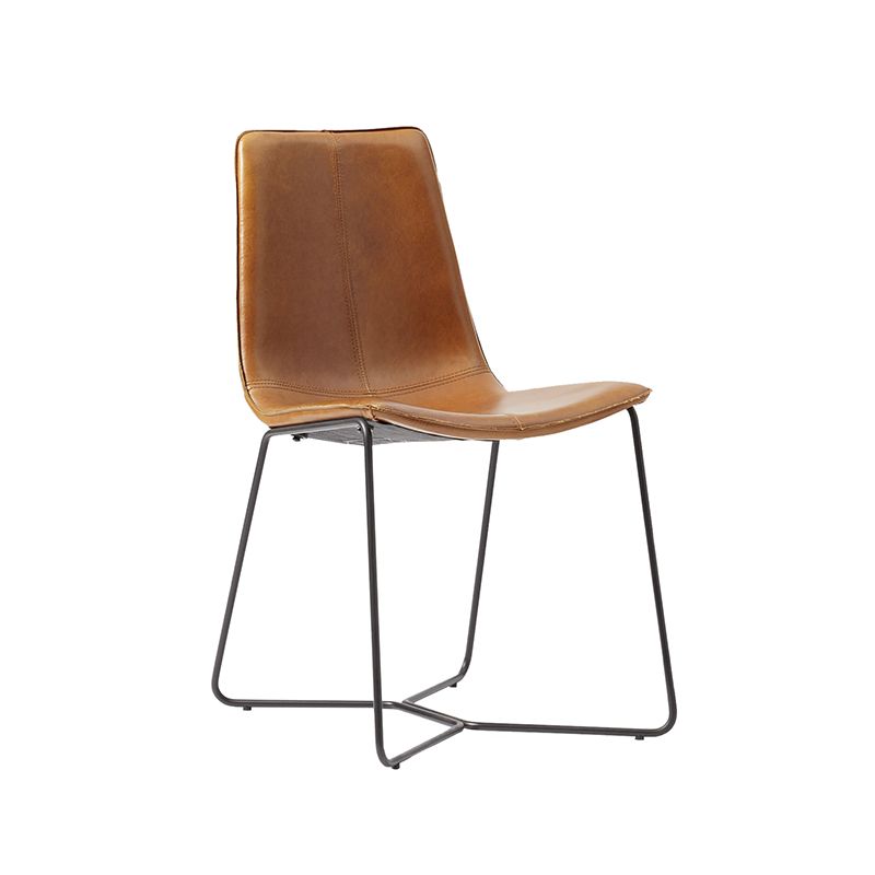 Metal Upholstered Chair Contemporary Armless Open Back Chair for Dining Room