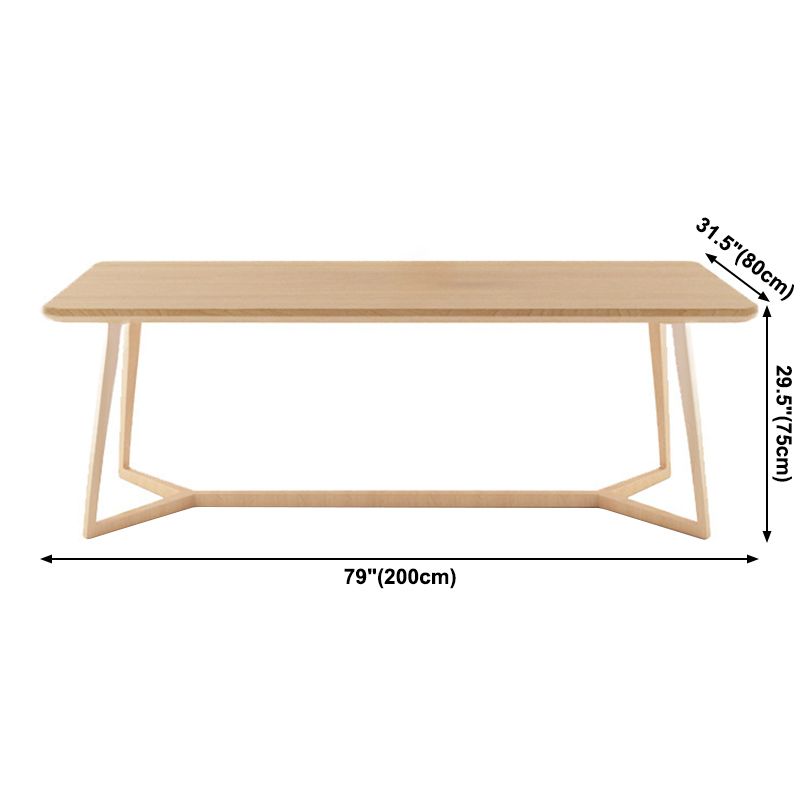 Pine Solid Wood Rectangle Dining Table Contemporary Kitchen Wood Table with Double Pedestal