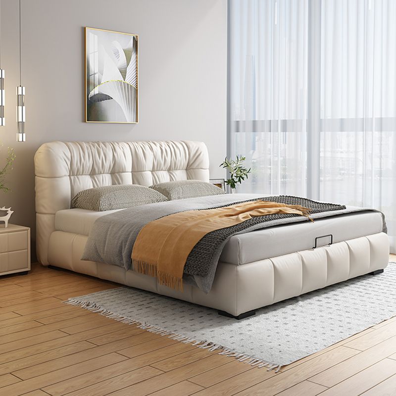 Wood and Upholstered Headboard Platform Bed Rectangular Panel Bed