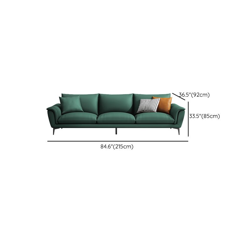 33.46" H Green Genuine Leather Pillow Top Arm Sofa for Living Room