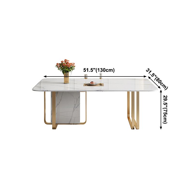 Luxus gesinterte Stein Tisch Rechteck weißer Tisch mit Metallpodest