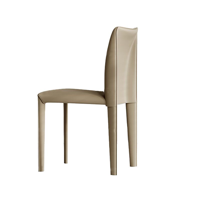 Designer Style Armless Chair Parsons Back Leather Chair for Restaurant