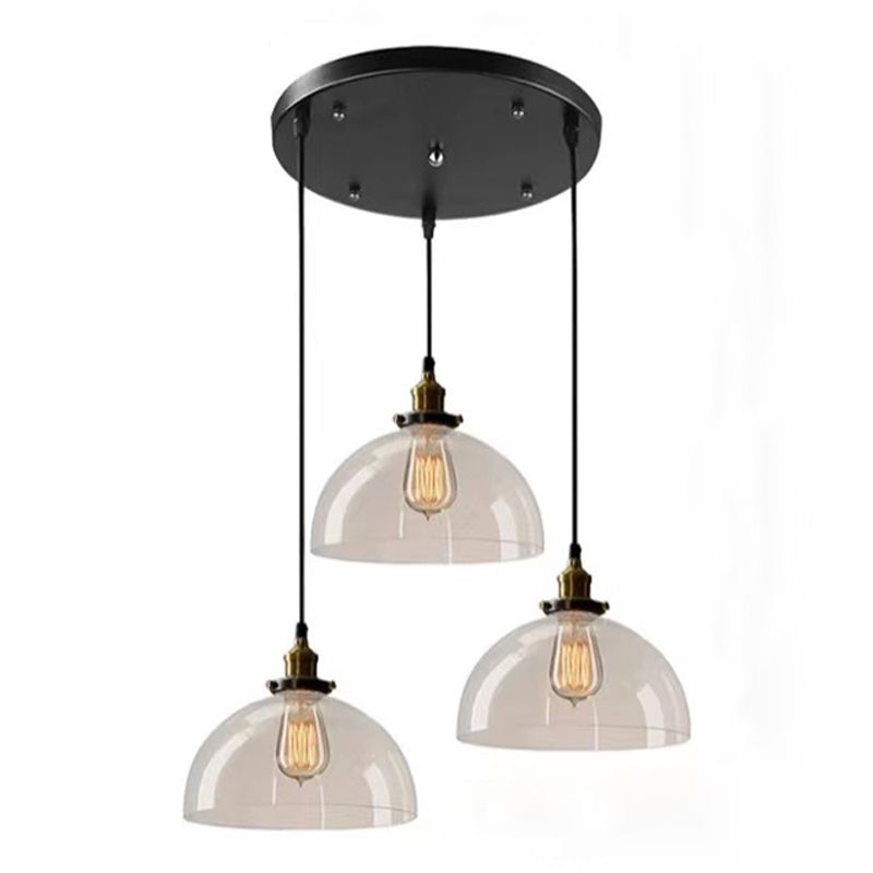 Industrial Vintage Geometric Pendant Light Electroplate Iron Hanging Lamp with Glass Shade